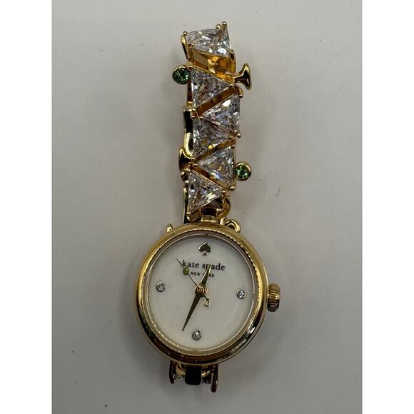 Kate Spade New York Women Watch Gold Trillion Crystal Cocktail Bangle Gold NWT
